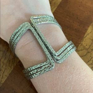 Textured Boho Silver Bracelet